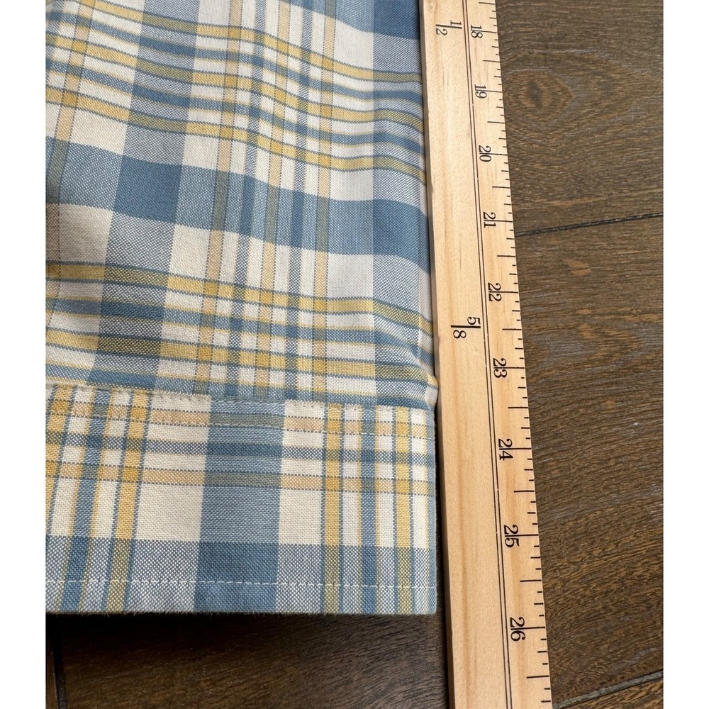 L.L.Bean Slightly Fitted Plaid Stretch Shirt Mens L Blue Yellow Long Sleeve 3241 - Picture 4 of 5